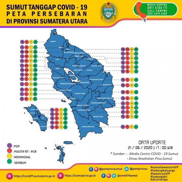 Peta Persebaran 21 Juni di Provinsi Sumatera Utara